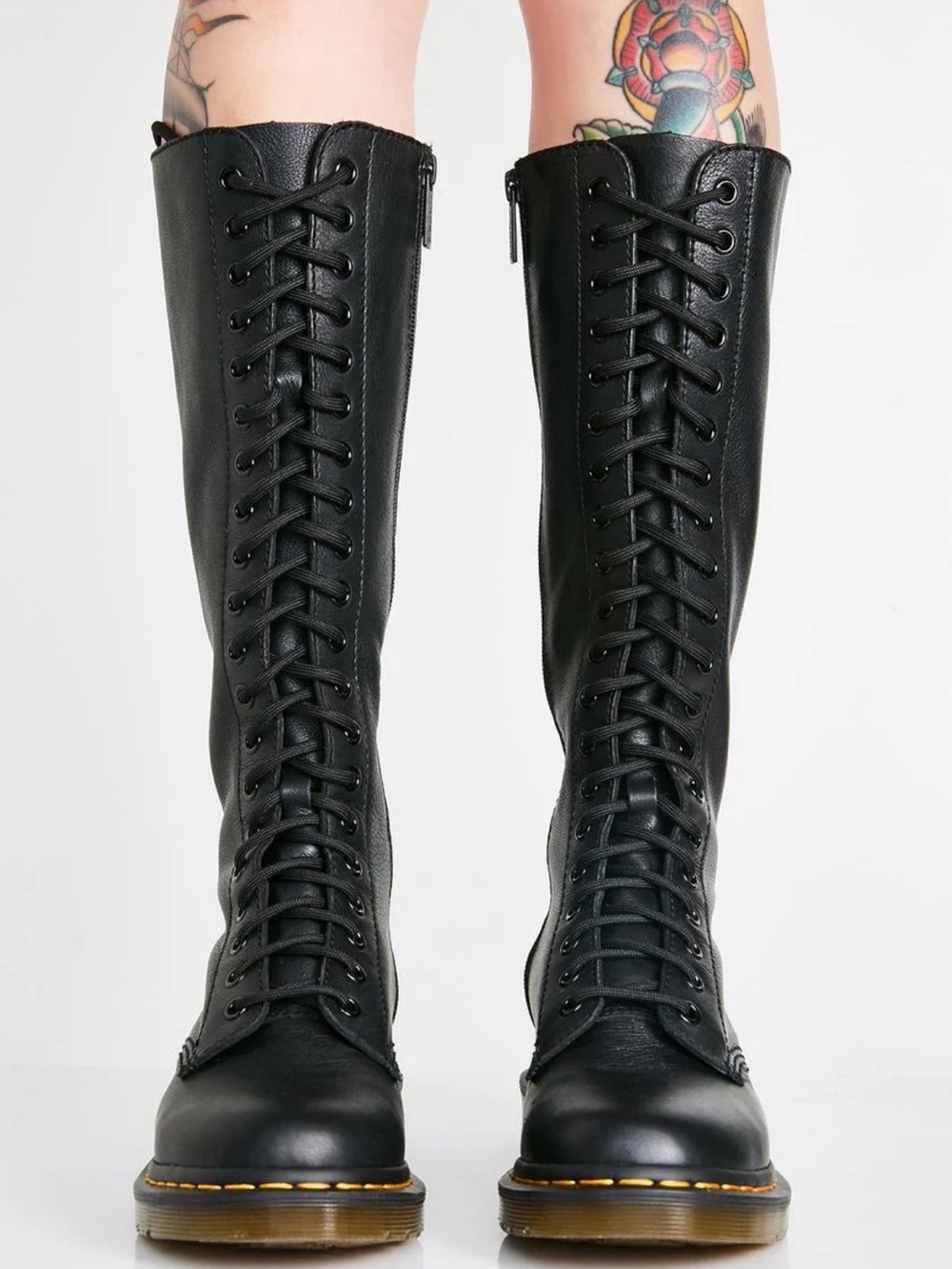Dr. Martens Black Knee-High Lace-Up Combat Boots